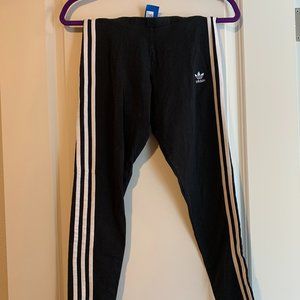 Adidas Black Leggings with White Stripes